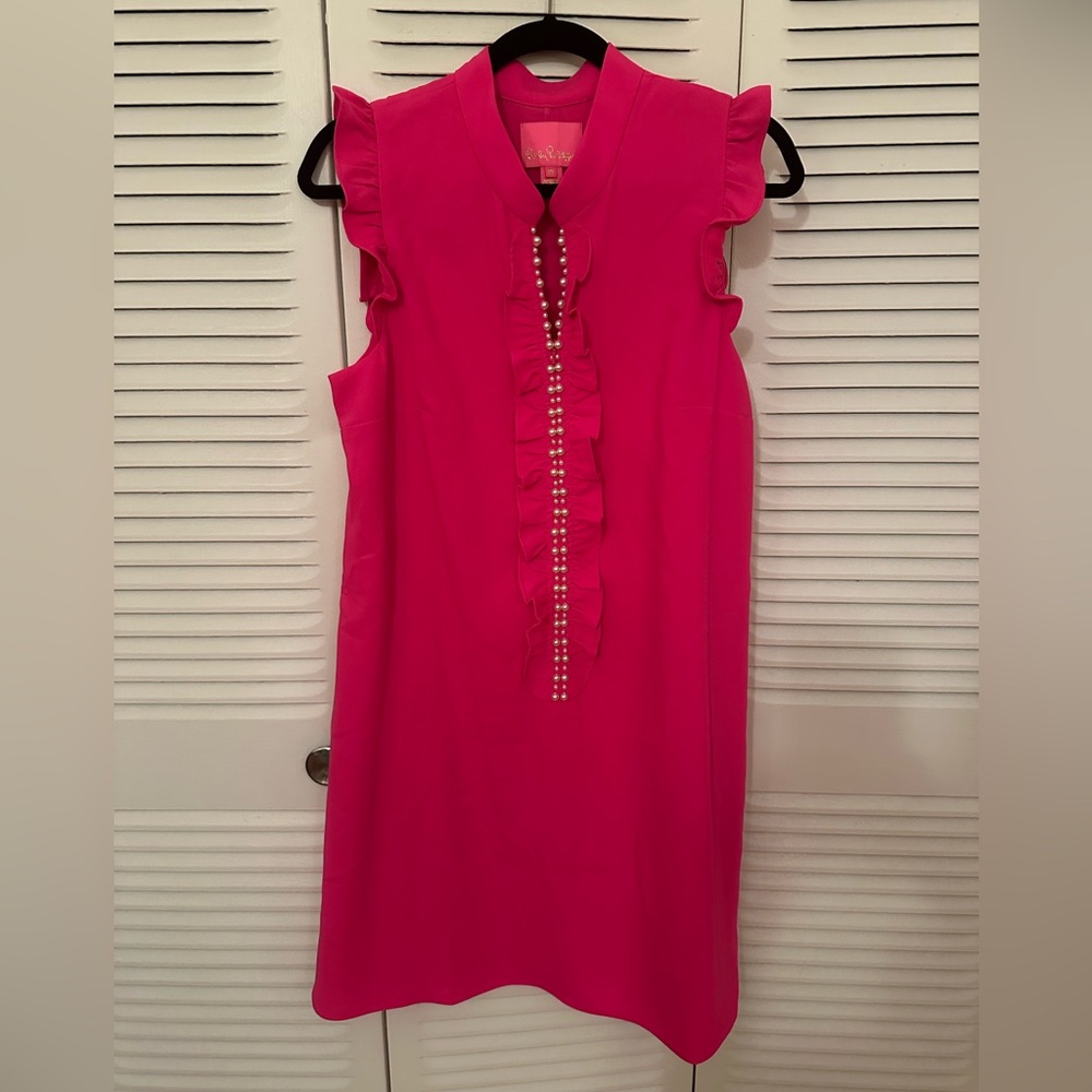 Lilly Pulitzer Vibrant Pink Ruffle Midi Dress